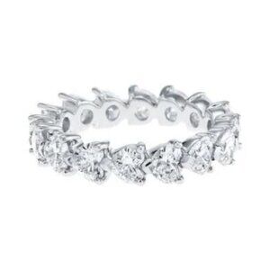 Lovely Diamonds Sweet Zircon Silver Heart Eternity Rings for Women, MARR9139